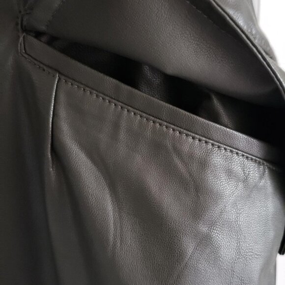 Banana Republic Vegan Leather Midi Skirt Olive Green size 8 - Picture 6 of 8